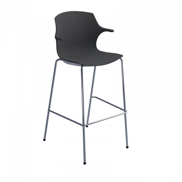 High Stool | Arms | Chrome Legs | Charcoal Grey | Roscoe