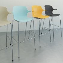 High Stool | Arms | Chrome Legs | Charcoal Grey | Roscoe