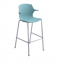 High Stool | Arms | Chrome Legs | Ice Blue | Roscoe