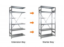 Extension Bay | Galvanised Steel Shelving | 2200h x 1000w x 400d mm | 6 Levels | 200kg Max Weight per Shelf | EXPO 4G