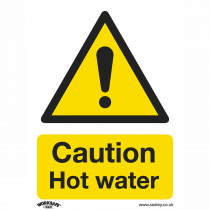 Warning Safety Sign | Caution Hot Water | Self Adhesive Vinyl | Single | Sealey