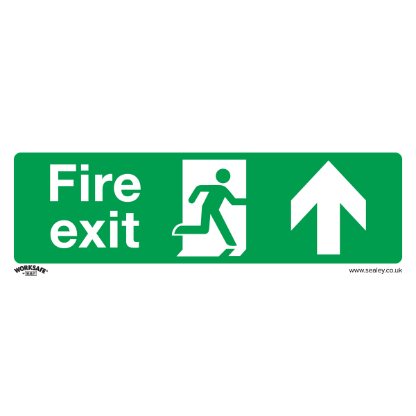 Fire Safety Sign | Fire Exit (Up) | Rigid Plastic | Pack of 10 | Sealey