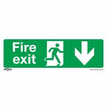 Fire Safety Sign | Fire Exit (Down) | Rigid Plastic | Single | Sealey