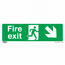 Fire Safety Sign | Fire Exit (Down Right) | Rigid Plastic | Single | Sealey