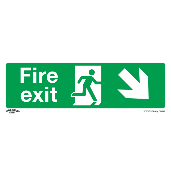 Fire Safety Sign | Fire Exit (Down Right) | Rigid Plastic | Single | Sealey