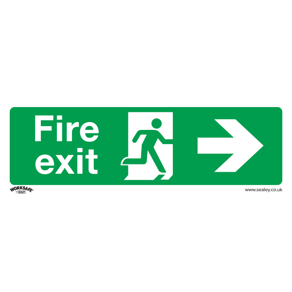 Fire Safety Sign | Fire Exit (Right) | Rigid Plastic | Single | Sealey