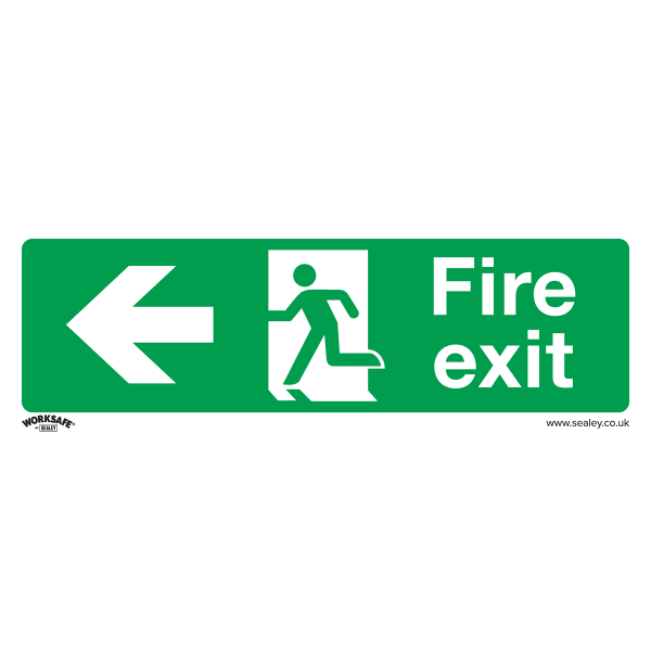 Fire Safety Sign | Fire Exit (Left) | Rigid Plastic | Single | Sealey