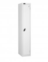 Single Metal Storage Locker | Single Door | 1780 x 305 x 305mm | White Carcass | White Door | Cam Lock | Probe