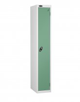 Single Metal Storage Locker | Single Door | 1780 x 305 x 305mm | White Carcass | Jade Door | Cam Lock | Probe