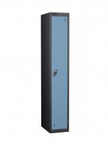 Single Metal Storage Locker | Single Door | 1780 x 305 x 305mm | Black Carcass | Ocean Door | Cam Lock | Probe