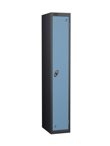 Single Metal Storage Locker | Single Door | 1780 x 305 x 305mm | Black Carcass | Ocean Door | Cam Lock | Probe