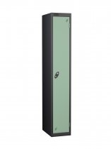 Single Metal Storage Locker | Single Door | 1780 x 305 x 305mm | Black Carcass | Jade Door | Cam Lock | Probe