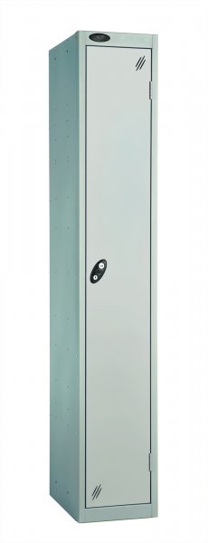 Single Metal Storage Locker | Single Door | 1780 x 305 x 305mm | Silver Carcass | Silver Door | Cam Lock | Probe