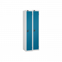 Nest of 2 Metal Storage Lockers | Single Door | 1780 x 305 x 305mm | White Carcass | Blue Door | Cam Lock | Probe