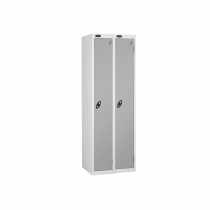 Nest of 2 Metal Storage Lockers | Single Door | 1780 x 305 x 305mm | White Carcass | Silver Door | Cam Lock | Probe