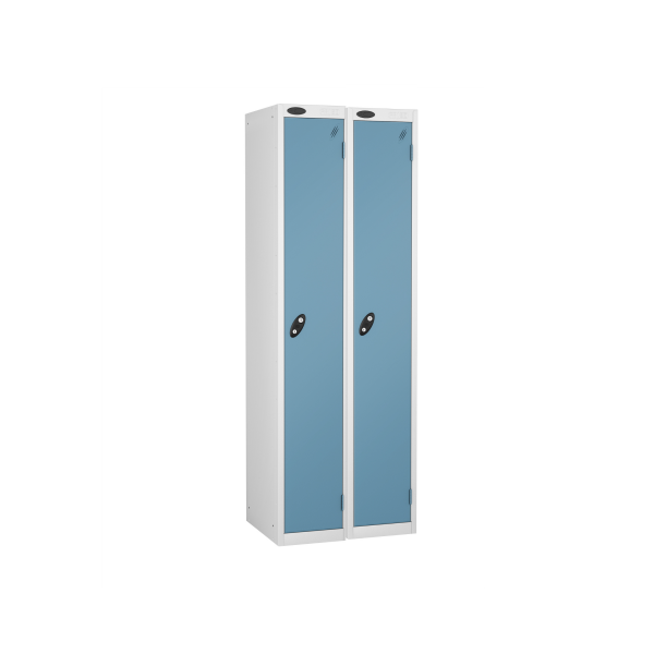 Nest of 2 Metal Storage Lockers | Single Door | 1780 x 305 x 305mm | White Carcass | Ocean Door | Cam Lock | Probe