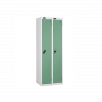 Nest of 2 Metal Storage Lockers | Single Door | 1780 x 305 x 305mm | White Carcass | Jade Door | Cam Lock | Probe