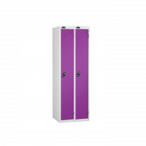 Nest of 2 Metal Storage Lockers | Single Door | 1780 x 305 x 305mm | White Carcass | Lilac Door | Cam Lock | Probe