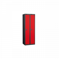 Nest of 2 Metal Storage Lockers | Single Door | 1780 x 305 x 305mm | Black Carcass | Red Door | Cam Lock | Probe