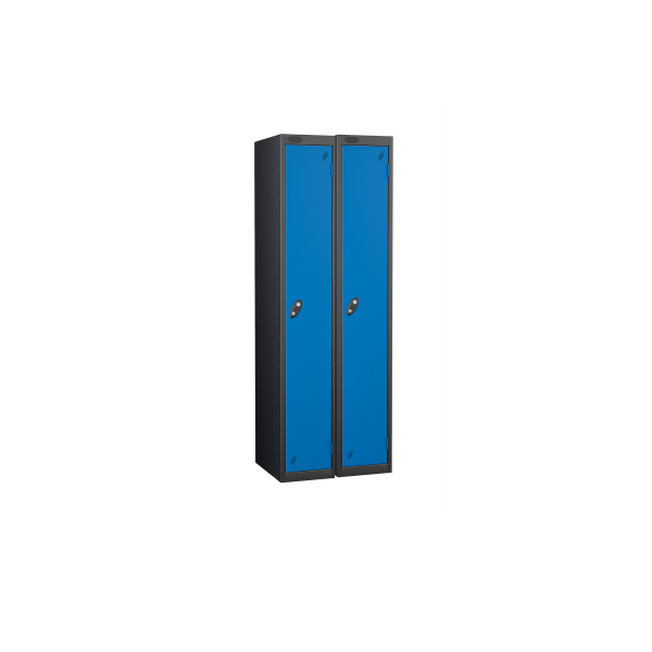 Nest of 2 Metal Storage Lockers | Single Door | 1780 x 305 x 305mm | Black Carcass | Blue Door | Cam Lock | Probe