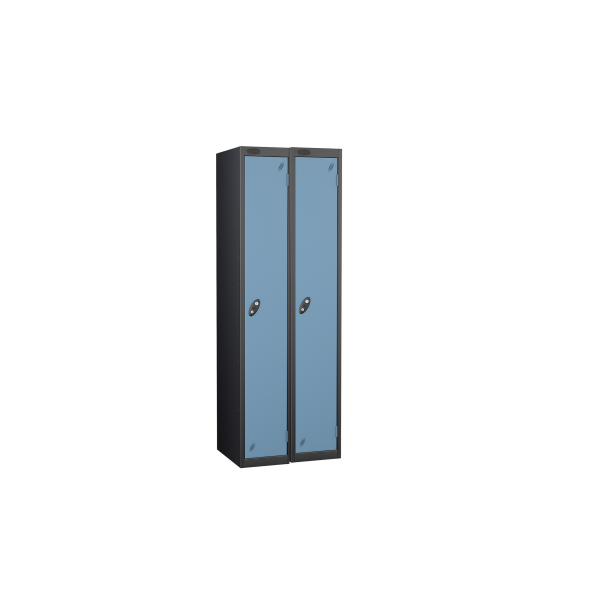 Nest of 2 Metal Storage Lockers | Single Door | 1780 x 305 x 305mm | Black Carcass | Ocean Door | Cam Lock | Probe