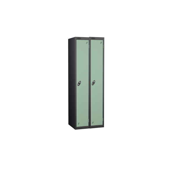 Nest of 2 Metal Storage Lockers | Single Door | 1780 x 305 x 305mm | Black Carcass | Jade Door | Cam Lock | Probe