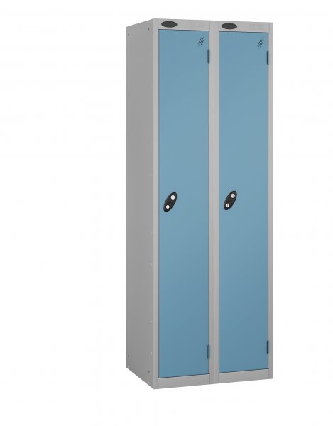 Nest of 2 Metal Storage Lockers | Single Door | 1780 x 305 x 305mm | Silver Carcass | Ocean Door | Cam Lock | Probe