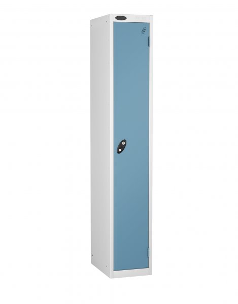 Single Metal Storage Locker | Single Door | 1780 x 305 x 380mm | White Carcass | Ocean Door | Cam Lock | Probe