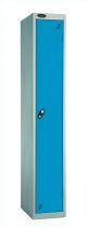 Single Metal Storage Locker | Single Door | 1780 x 305 x 380mm | Silver Carcass | Blue Door | Cam Lock | Probe