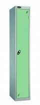 Single Metal Storage Locker | Single Door | 1780 x 305 x 380mm | Silver Carcass | Jade Door | Cam Lock | Probe