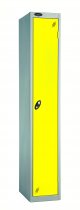 Single Metal Storage Locker | Single Door | 1780 x 305 x 380mm | Silver Carcass | Lemon Door | Cam Lock | Probe