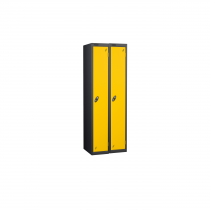 Nest of 2 Metal Storage Lockers | Single Door | 1780 x 305 x 380mm | Black Carcass | Yellow Door | Cam Lock | Probe