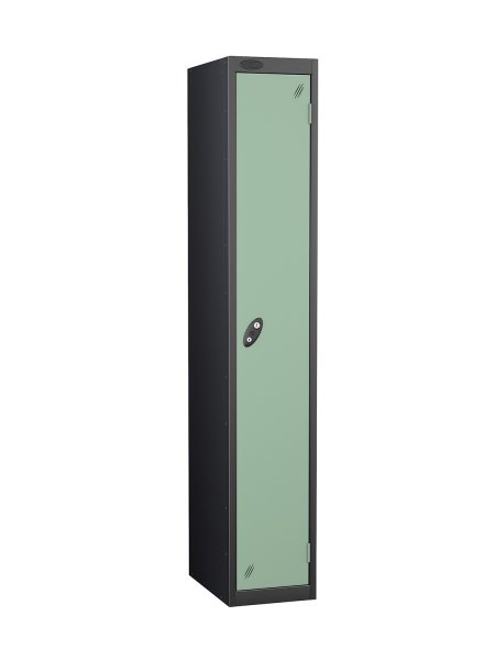 Single Metal Storage Locker | Single Door | 1780 x 305 x 460mm | Black Carcass | Jade Door | Cam Lock | Probe