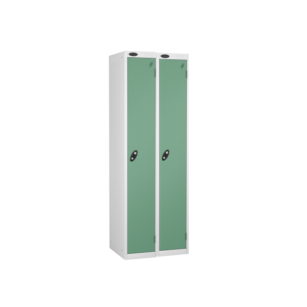 Nest of 2 Metal Storage Lockers | Single Door | 1780 x 305 x 460mm | White Carcass | Jade Door | Cam Lock | Probe