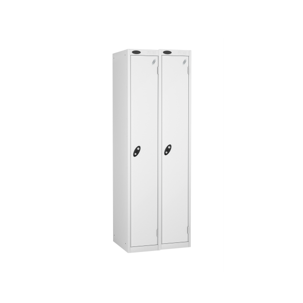 Nest of 2 Metal Storage Lockers | Single Door | 1780 x 380 x 380mm | White Carcass | White Door | Cam Lock | Probe