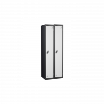 Nest of 2 Metal Storage Lockers | Single Door | 1780 x 380 x 380mm | Black Carcass | White Door | Cam Lock | Probe