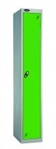 Single Metal Storage Locker | Single Door | 1780 x 460 x 460mm | Silver Carcass | Green Door | Hasp & Staple Lock | Probe