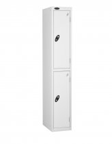 Single Metal Storage Locker | 2 Doors | 1780 x 305 x 305mm | White Carcass | White Door | Cam Lock | Probe