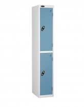 Single Metal Storage Locker | 2 Doors | 1780 x 305 x 305mm | White Carcass | Ocean Door | Cam Lock | Probe