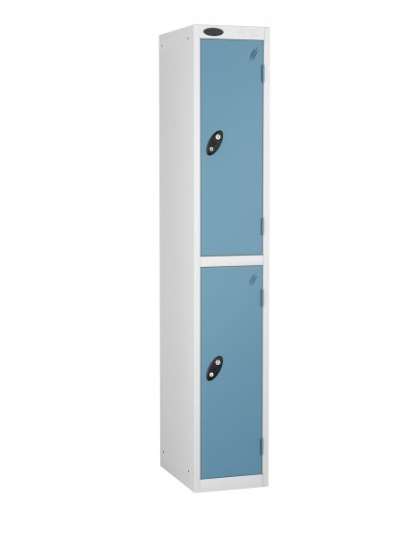 Single Metal Storage Locker | 2 Doors | 1780 x 305 x 305mm | White Carcass | Ocean Door | Cam Lock | Probe