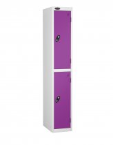 Single Metal Storage Locker | 2 Doors | 1780 x 305 x 305mm | White Carcass | Lilac Door | Cam Lock | Probe