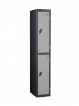 Single Metal Storage Locker | 2 Doors | 1780 x 305 x 305mm | Black Carcass | Silver Door | Cam Lock | Probe