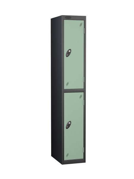 Single Metal Storage Locker | 2 Doors | 1780 x 305 x 305mm | Black Carcass | Jade Door | Cam Lock | Probe