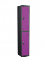 Single Metal Storage Locker | 2 Doors | 1780 x 305 x 305mm | Black Carcass | Lilac Door | Cam Lock | Probe