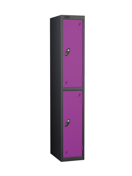 Single Metal Storage Locker | 2 Doors | 1780 x 305 x 305mm | Black Carcass | Lilac Door | Cam Lock | Probe