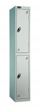 Single Metal Storage Locker | 2 Doors | 1780 x 305 x 305mm | Silver Carcass | Silver Door | Cam Lock | Probe