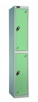 Single Metal Storage Locker | 2 Doors | 1780 x 305 x 305mm | Silver Carcass | Jade Door | Cam Lock | Probe