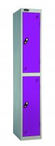 Single Metal Storage Locker | 2 Doors | 1780 x 305 x 305mm | Silver Carcass | Lilac Door | Cam Lock | Probe