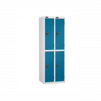 Nest of 2 Metal Storage Lockers | 2 Doors | 1780 x 305 x 305mm | White Carcass | Blue Door | Cam Lock | Probe