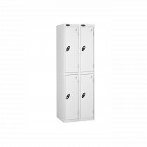 Nest of 2 Metal Storage Lockers | 2 Doors | 1780 x 305 x 305mm | White Carcass | White Door | Cam Lock | Probe